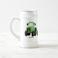 Cute green happy boerderij tractor cartoon illustr