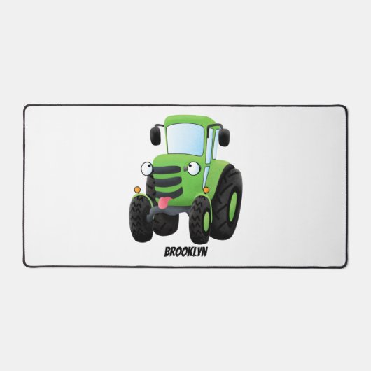 Cute green happy boerderij tractor cartoon illustr bureaumat (Voorkant)