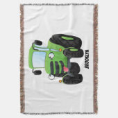 Cute green happy boerderij tractor cartoon illustr deken (Voorkant Verticaal)