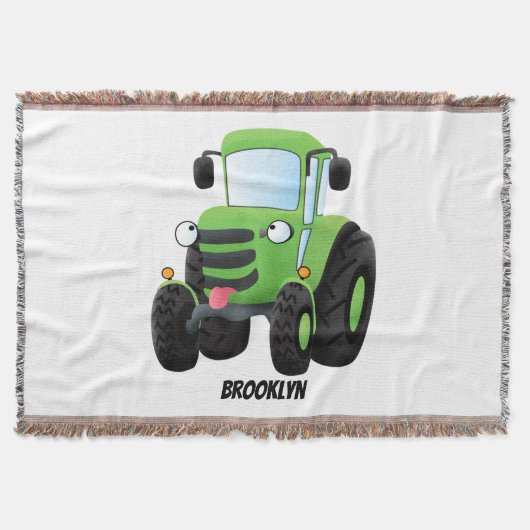 Cute green happy boerderij tractor cartoon illustr deken (Voorkant)