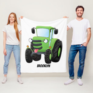 Cute green happy boerderij tractor cartoon illustr fleece deken