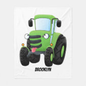 Cute green happy boerderij tractor cartoon illustr fleece deken (Voorkant)