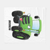 Cute green happy boerderij tractor cartoon illustr fleece deken (Voorkant (Horizontaal))