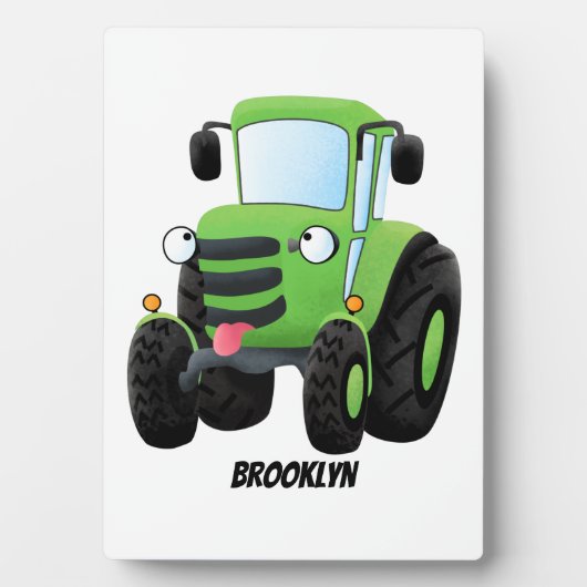 Cute green happy boerderij tractor cartoon illustr fotoplaat (voorkant)