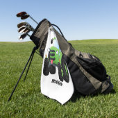 Cute green happy boerderij tractor cartoon illustr golfhanddoek (Groen)