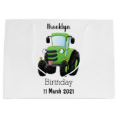 Cute green happy boerderij tractor cartoon illustr groot cadeauzakje (Voorkant)