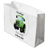 Cute green happy boerderij tractor cartoon illustr groot cadeauzakje (Achterkant Gekanteld)