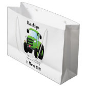 Cute green happy boerderij tractor cartoon illustr groot cadeauzakje (Voorkant Gekanteld)