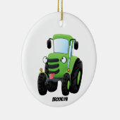 Cute green happy boerderij tractor cartoon illustr keramisch ornament (Rechts)
