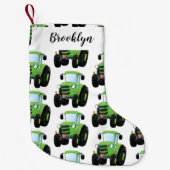 Cute green happy boerderij tractor cartoon illustr kleine kerstsok (Voorkant)