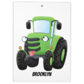 Cute green happy boerderij tractor cartoon illustr klembord (Achterkant)