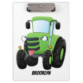 Cute green happy boerderij tractor cartoon illustr klembord (Voorkant)