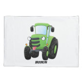 Cute green happy boerderij tractor cartoon illustr kussensloop (Achterkant)