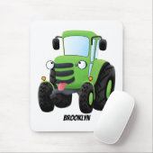 Cute green happy boerderij tractor cartoon illustr muismat (Met muis)