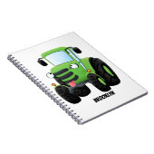 Cute green happy boerderij tractor cartoon illustr notitieboek (Rechterzijde)
