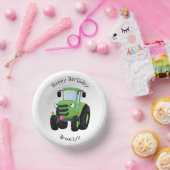 Cute green happy boerderij tractor cartoon illustr papieren kommen (Feest)