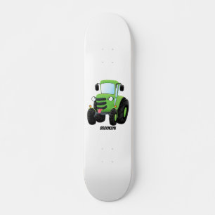 Cute green happy boerderij tractor cartoon illustr persoonlijk skateboard