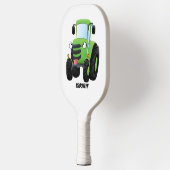 Cute green happy boerderij tractor cartoon illustr pickleball paddle (Links)