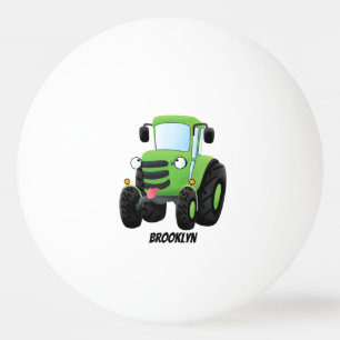 Cute green happy boerderij tractor cartoon illustr pingpongbal