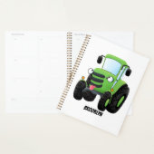 Cute green happy boerderij tractor cartoon illustr planner (Display)
