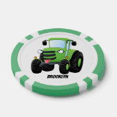 Cute green happy boerderij tractor cartoon illustr poker chips (Enkel)