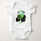Cute green happy boerderij tractor cartoon illustr romper (Voorkant)