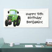 Cute green happy boerderij tractor cartoon illustr spandoek (Beurs)