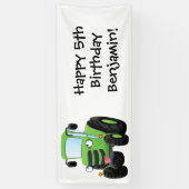 Cute green happy boerderij tractor cartoon illustr spandoek (Verticaal)