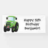 Cute green happy boerderij tractor cartoon illustr spandoek (Horizontaal)