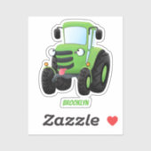 Cute green happy boerderij tractor cartoon illustr sticker (Vel)
