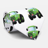 Cute green happy boerderij tractor cartoon illustr stropdas (Opgerold)