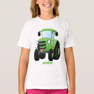 Cute green happy boerderij tractor cartoon illustr t-shirt