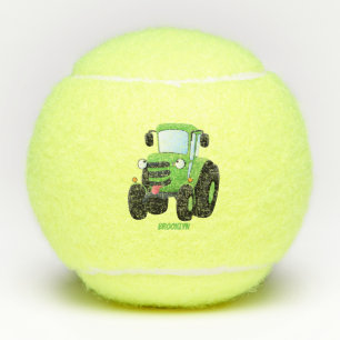 Cute green happy boerderij tractor cartoon illustr tennisballen