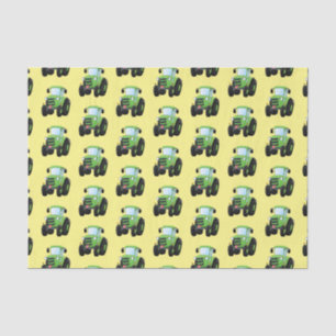 Cute green happy boerderij tractor cartoon illustr tissuepapier