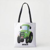 Cute green happy boerderij tractor cartoon illustr tote bag (Voorkant)