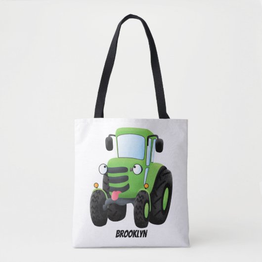 Cute green happy boerderij tractor cartoon illustr tote bag (Voorkant)