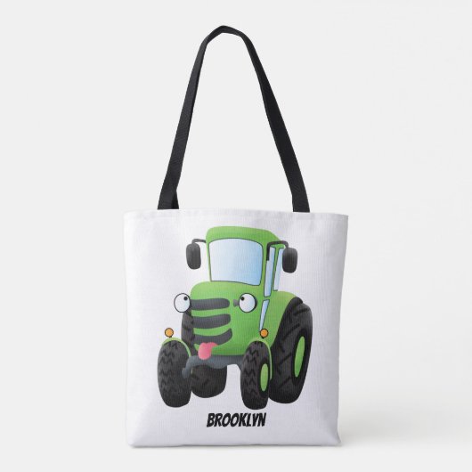 Cute green happy boerderij tractor cartoon illustr tote bag (Achterkant)