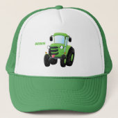 Cute green happy boerderij tractor cartoon illustr trucker pet (Voorkant)