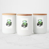 Cute green happy boerderij tractor cartoon illustr voedselcontainer etiket (Flessen)