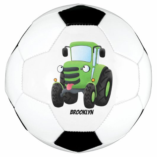 Cute green happy boerderij tractor cartoon illustr voetbal (Voorkant)