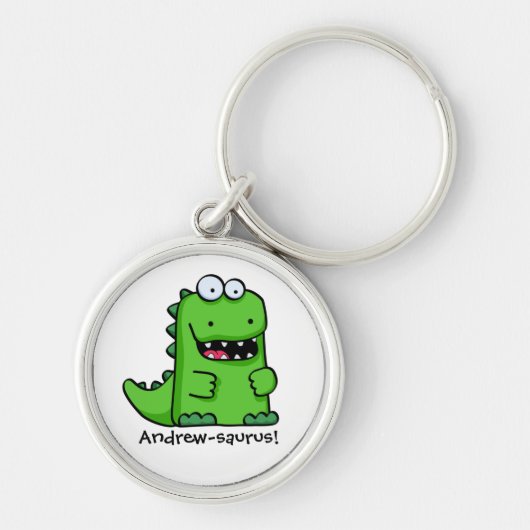 Cute Green Happy Dinosaur Sleutelhanger (Voorkant)