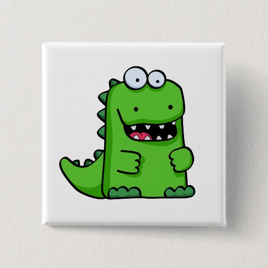 Cute Green Happy Dinosaur Vierkante Button 5,1 Cm (Voorkant)