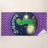 Cute green happy glow-cartoon illustratie strandlaken (Voorkant)