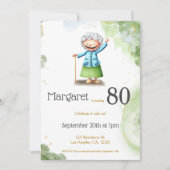 Cute Green Happy Grandmoeder Unique Birthday Invit Kaart (Voorkant)