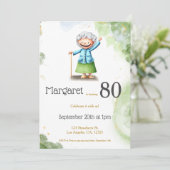 Cute Green Happy Grandmoeder Unique Birthday Invit Kaart (Staand voorkant)