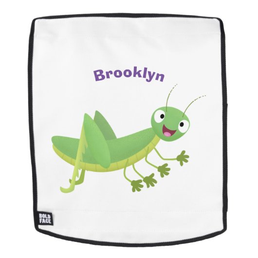 Cute green happy grasshopper cartoon rugtassen (Verwijderbaar gezicht)