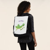 Cute green happy grasshopper cartoon rugtassen (Gedragen)