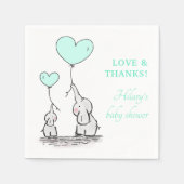 Cute Green Heart Balloons Elephant Baby shower Servet (Voorkant)