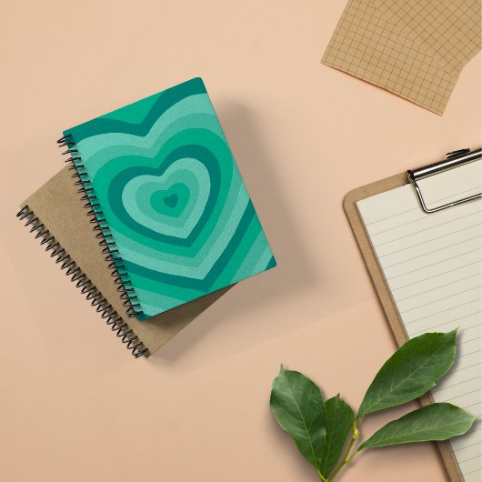 Cute Green Heart Shaped Spiral Notitieboek