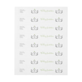 Cute Green Hearts Black Cats Wedding Invitation Adreslabel Wikkel